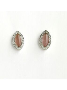 Pink Chalcedony CZ Halo Stud Earrings sterling silver 🆕